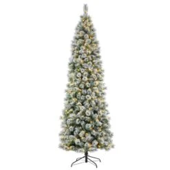 Glitzhome 9 Ft. Pencil LED 500 Ct Pine Artificial Christmas Tree