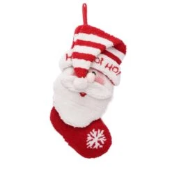 Glitzhome Multicolored Santa Christmas Stocking 18.9 In.