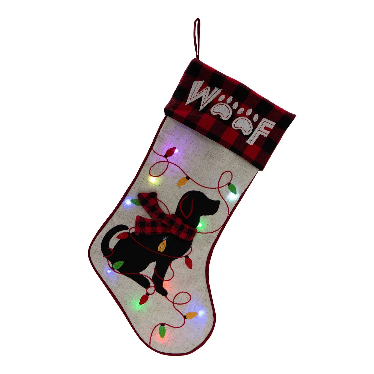 Glitzhome Multicolored Dog Christmas Stocking 1.18 In. 1 Glitzhome Multicolored Dog Christmas Stocking 1.18 In.