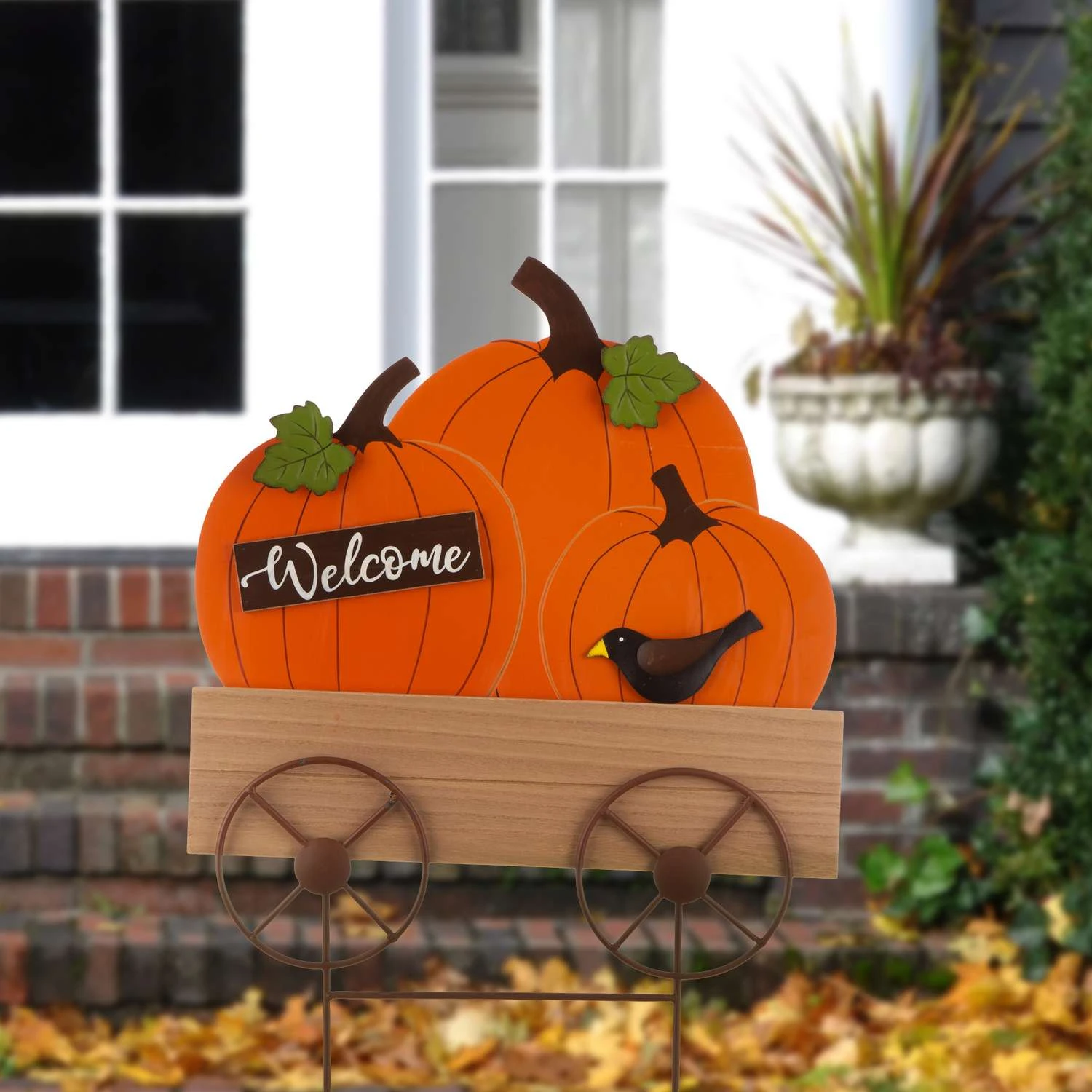 Glitzhome 26.38 In. Pumpkin Cart Fall Decor 8 Glitzhome 26.38 In. Pumpkin Cart Fall Decor - Image 8