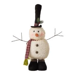 Glitzhome Multicolored Telescoped Snowman Figurine 23 In.