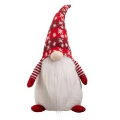 Glitzhome Multicolored Christmas Gnome Figurine 24 In.