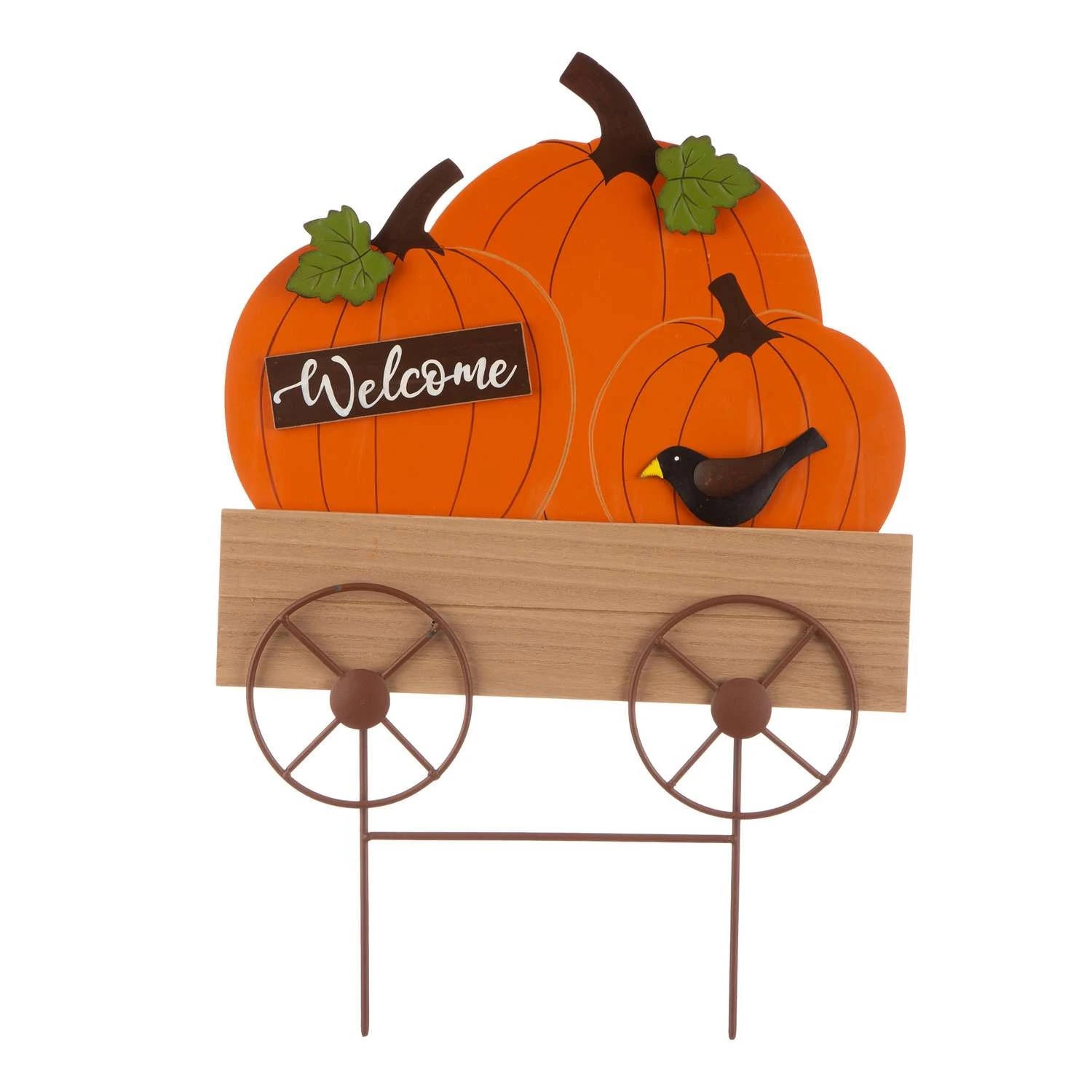 Glitzhome 26.38 In. Pumpkin Cart Fall Decor 1 Glitzhome 26.38 In. Pumpkin Cart Fall Decor