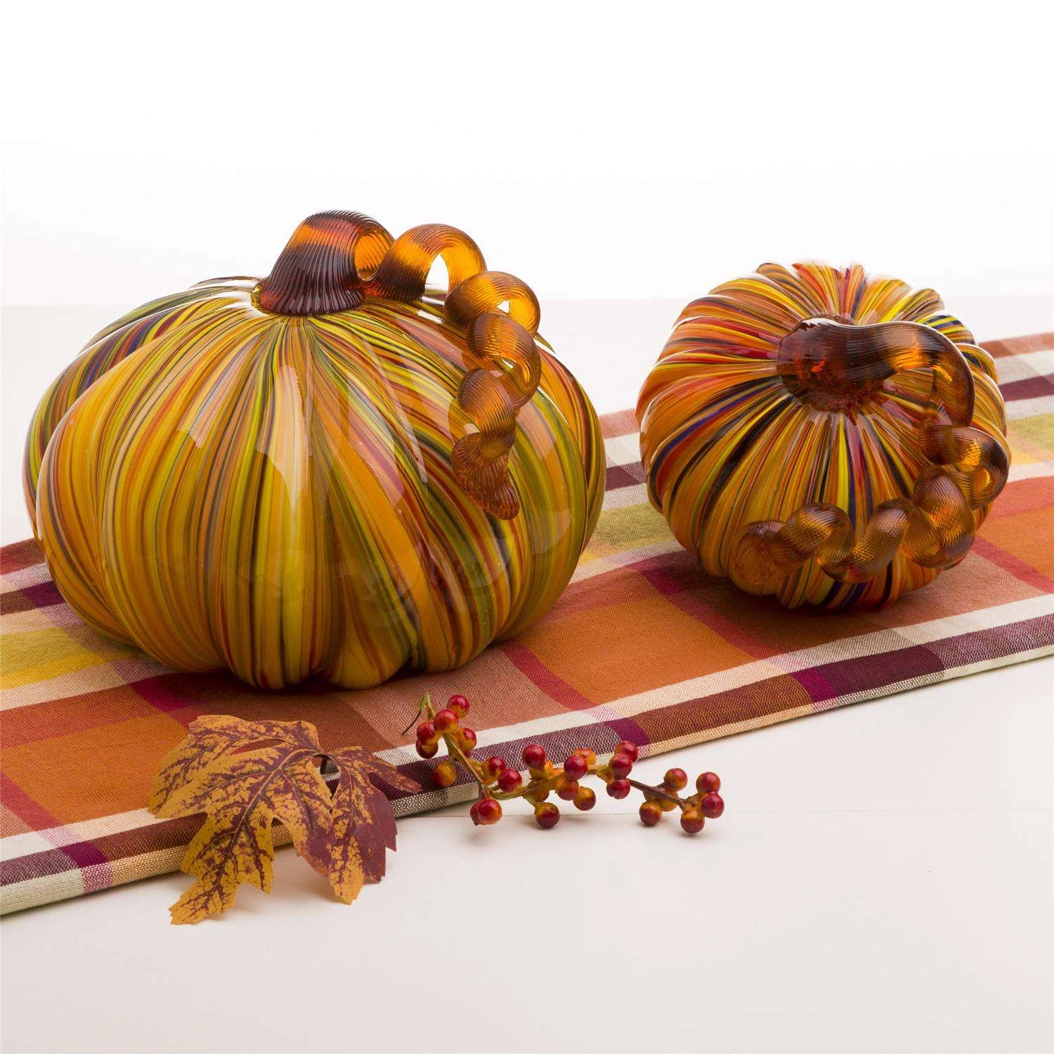 Glitzhome Striped Pumpkin Harvest Decor 2 Glitzhome Striped Pumpkin Harvest Decor - Image 2