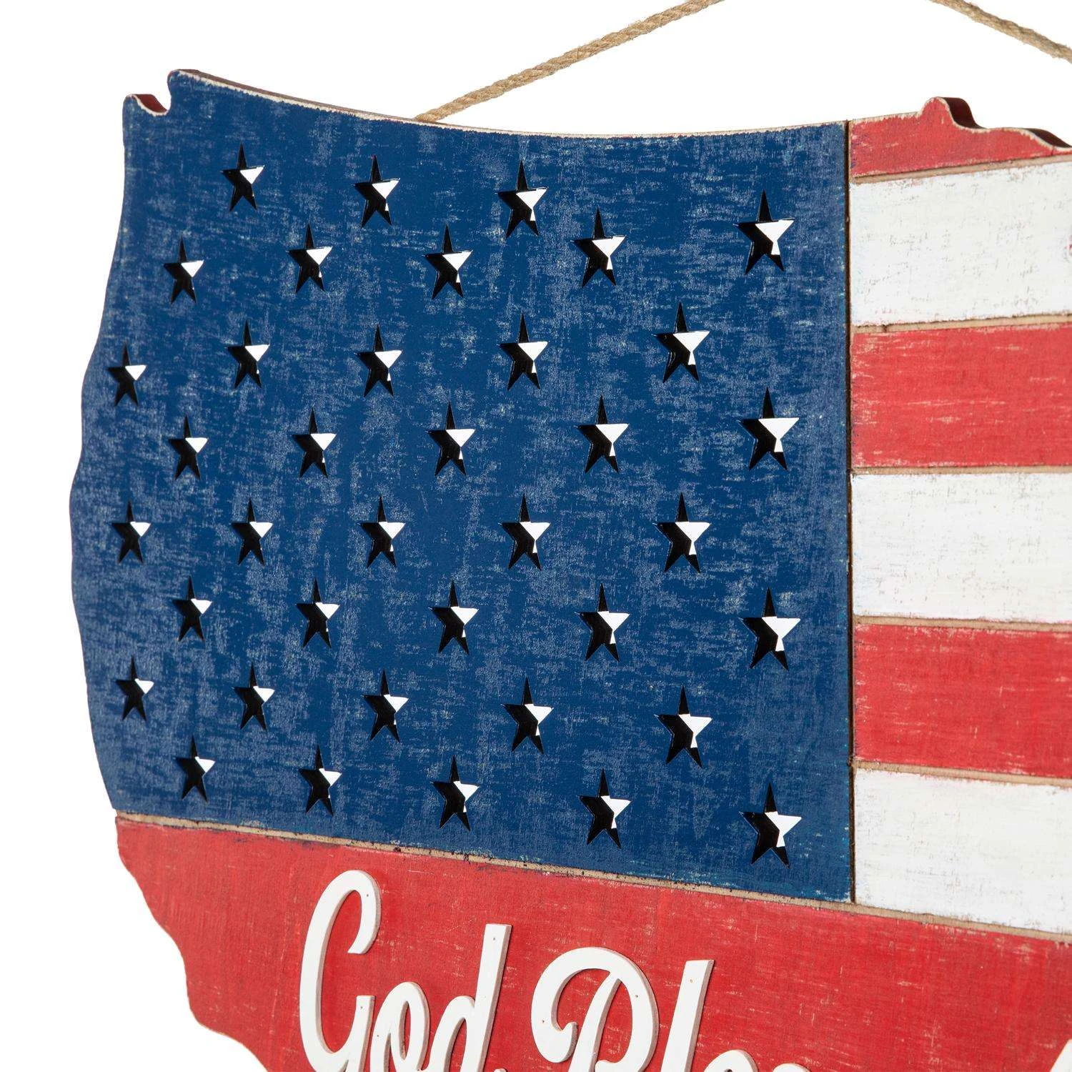 Glitzhome Patriotic Hanging Decor MDF 1 Pc 4 Glitzhome Patriotic Hanging Decor MDF 1 Pc - Image 4