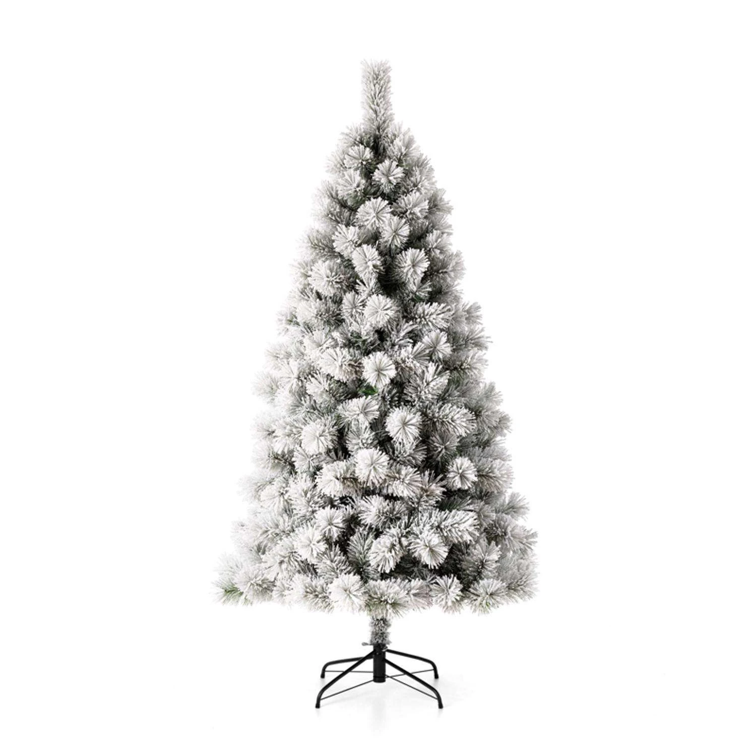 Glitzhome 6 Ft. Pencil LED 300 Ct Snow Flocked Pencil Pine Christmas Tree 1 Glitzhome 6 Ft. Pencil LED 300 Ct Snow Flocked Pencil Pine Christmas Tree