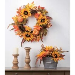 Glitzhome 5.19 In. Sunflower Wreath Fall Decor -Glitzhome 18780f96 cd4f 4ade bf93 1bfc6ce0475d