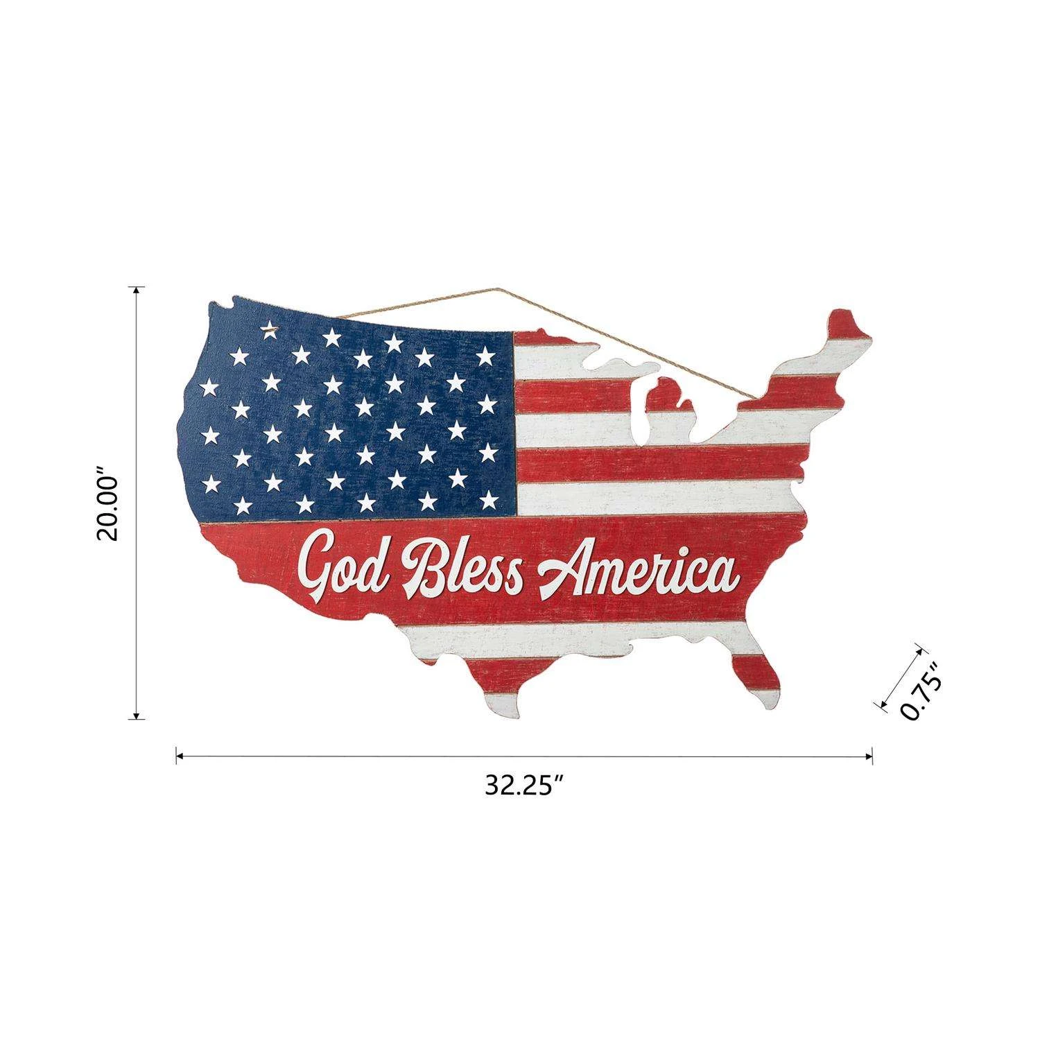 Glitzhome Patriotic Hanging Decor MDF 1 Pc 6 Glitzhome Patriotic Hanging Decor MDF 1 Pc - Image 6