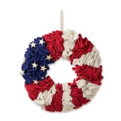 Glitzhome Patriotic Wreath Linen/Other/Styrofoam 1 Pc