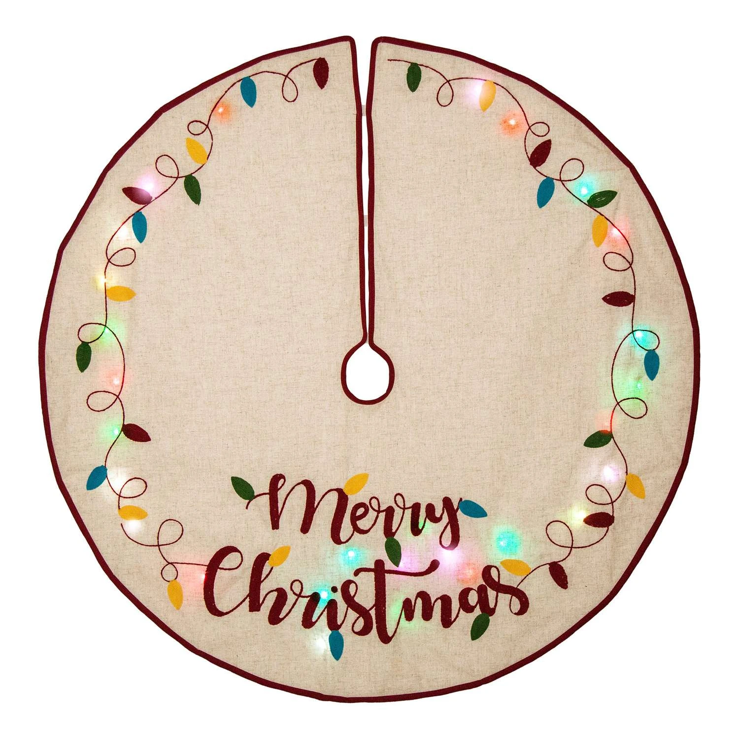 Glitzhome Multicolored Merry Christmas Tree Skirt 0.2 In. 4 Glitzhome Multicolored Merry Christmas Tree Skirt 0.2 In. - Image 4
