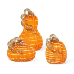 Glitzhome Pumpkin Gourd Glass 3 Pc