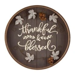 Glitzhome 1.97 In. Thankful & Blessed Fall Decor