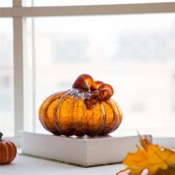 Glitzhome 5.51 In. Glass Pumpkin Tabletop Decor -Glitzhome 3d7a3bb3 6ffd 4f18 a2dd 1a0419cc3a0f