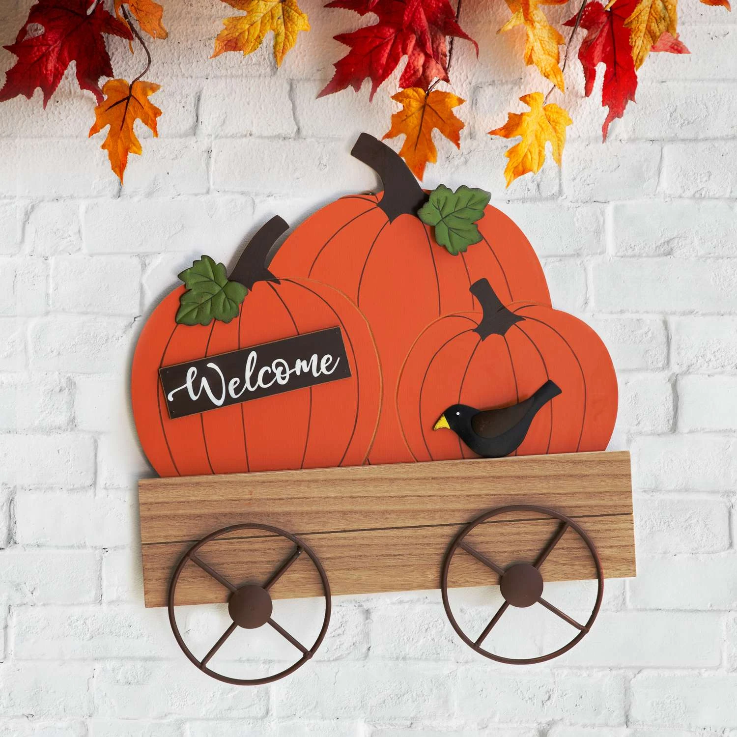 Glitzhome 26.38 In. Pumpkin Cart Fall Decor 7 Glitzhome 26.38 In. Pumpkin Cart Fall Decor - Image 7