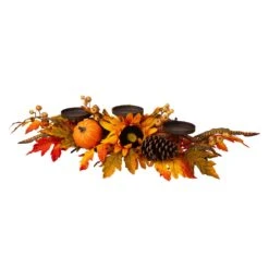Glitzhome 6.5 In. Harvest Candle Holder Centerpiece Fall Decor