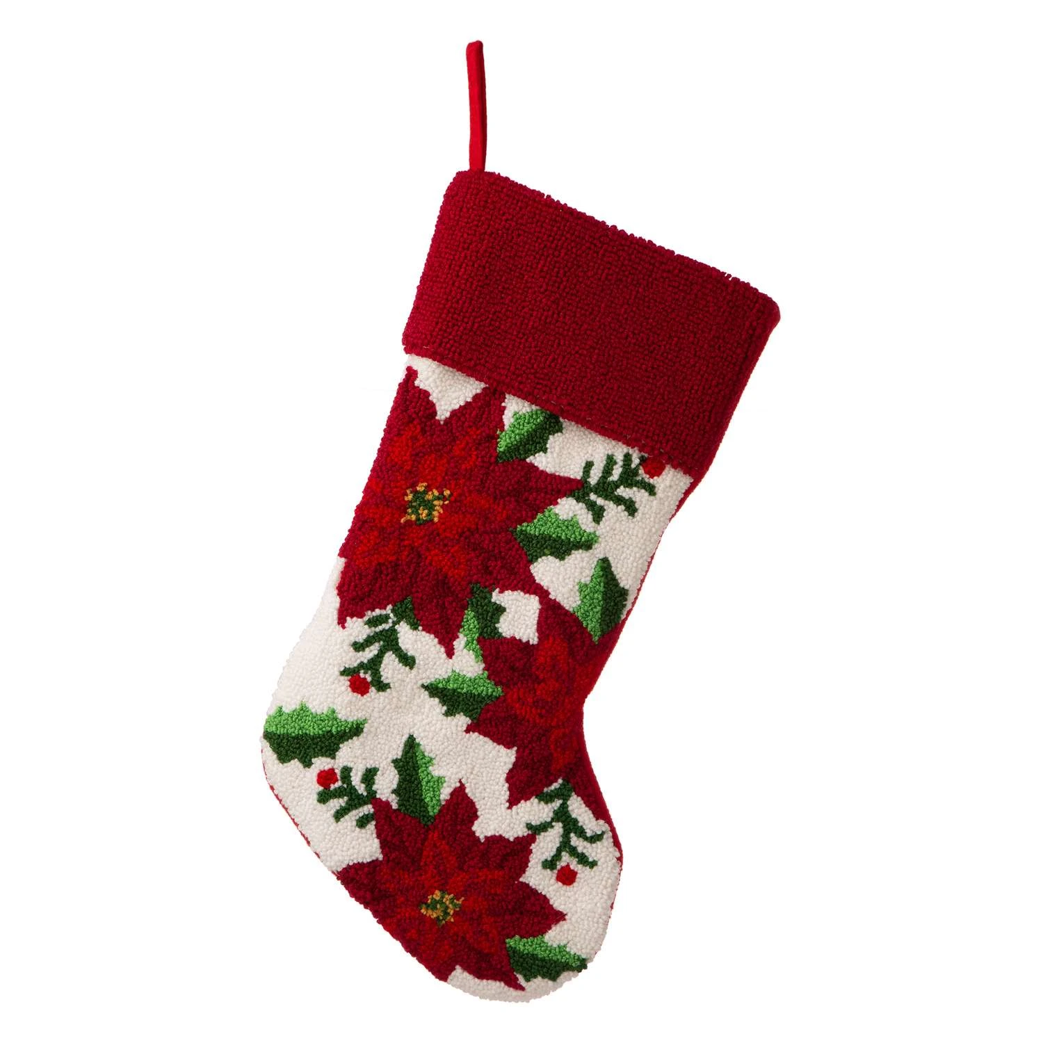 Glitzhome Multicolored Poinsettia Christmas Stocking 0.79 In. 1 Glitzhome Multicolored Poinsettia Christmas Stocking 0.79 In.