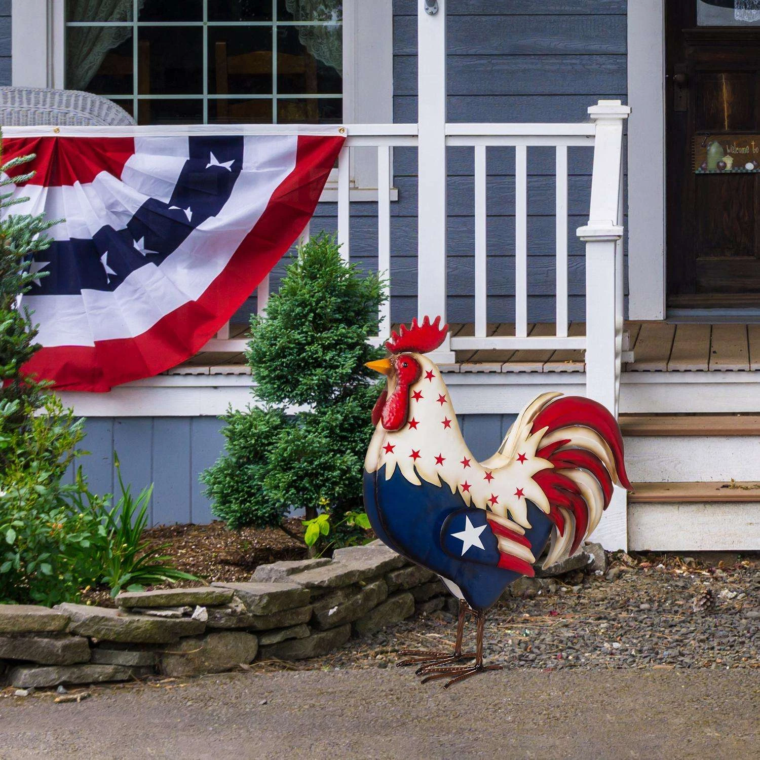 Glitzhome Patriotic Porch Decor Iron 1 Pc 2 Glitzhome Patriotic Porch Decor Iron 1 Pc - Image 2