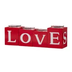 Glitzhome Valentine Candle Holder Wood 1 Pc