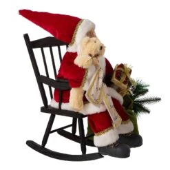 Glitzhome Multicolored Sitting Santa With Wooden Rocking Chair Figurine 11.02 In. -Glitzhome 4f85fae6 c31f 4d00 adb0 66999af0e7e0