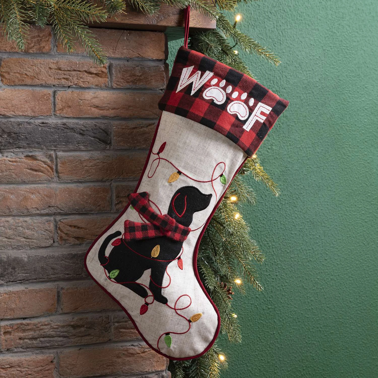 Glitzhome Multicolored Dog Christmas Stocking 1.18 In. 4 Glitzhome Multicolored Dog Christmas Stocking 1.18 In. - Image 4