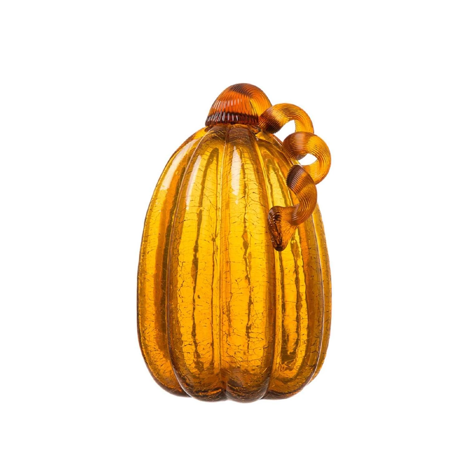Glitzhome Crackle Glass Pumpkin Tabletop Decor 1 Glitzhome Crackle Glass Pumpkin Tabletop Decor