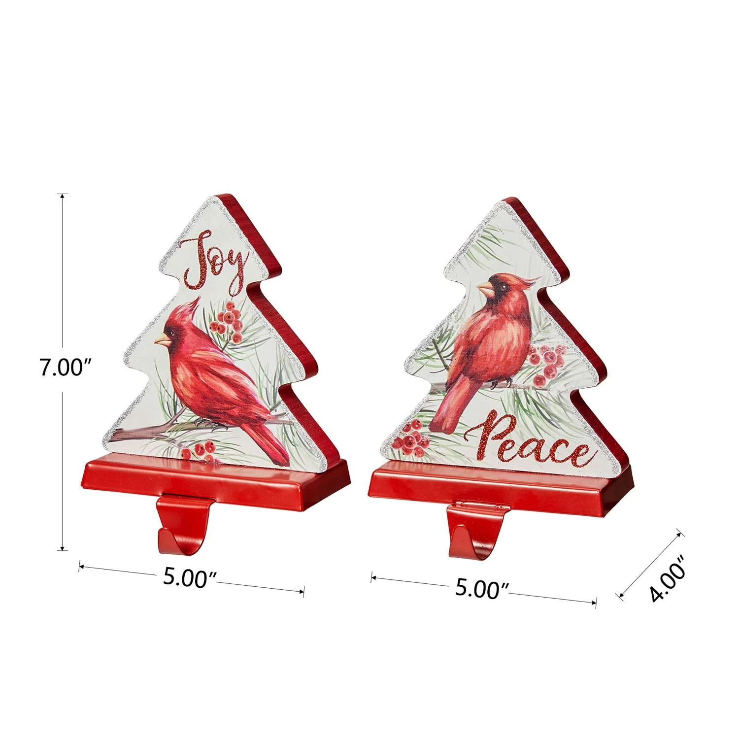 Glitzhome Multicolored Christmas Cardinal Stocking Holder 7.09 In. 2 Glitzhome Multicolored Christmas Cardinal Stocking Holder 7.09 In. - Image 2
