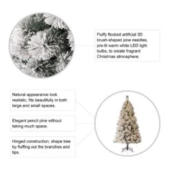 Glitzhome 6 Ft. Pencil LED 300 Ct Snow Flocked Pencil Pine Christmas Tree 12 Glitzhome 6 Ft. Pencil LED 300 Ct Snow Flocked Pencil Pine Christmas Tree -Glitzhome 63af9673 ddb8 4f34 bfe6 76ab939a1697
