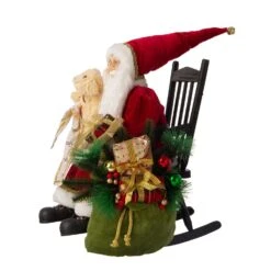 Glitzhome Multicolored Sitting Santa With Wooden Rocking Chair Figurine 11.02 In. -Glitzhome 6bca17ef 7e70 4afc bb43 43308f21fa5a