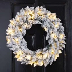 Glitzhome 24 In. D Incandescent Prelit Warm White Snow Flocked Wreath 7 Glitzhome 24 In. D Incandescent Prelit Warm White Snow Flocked Wreath -Glitzhome 71ec6c67 6198 450b 8639 0a27f63aaaee