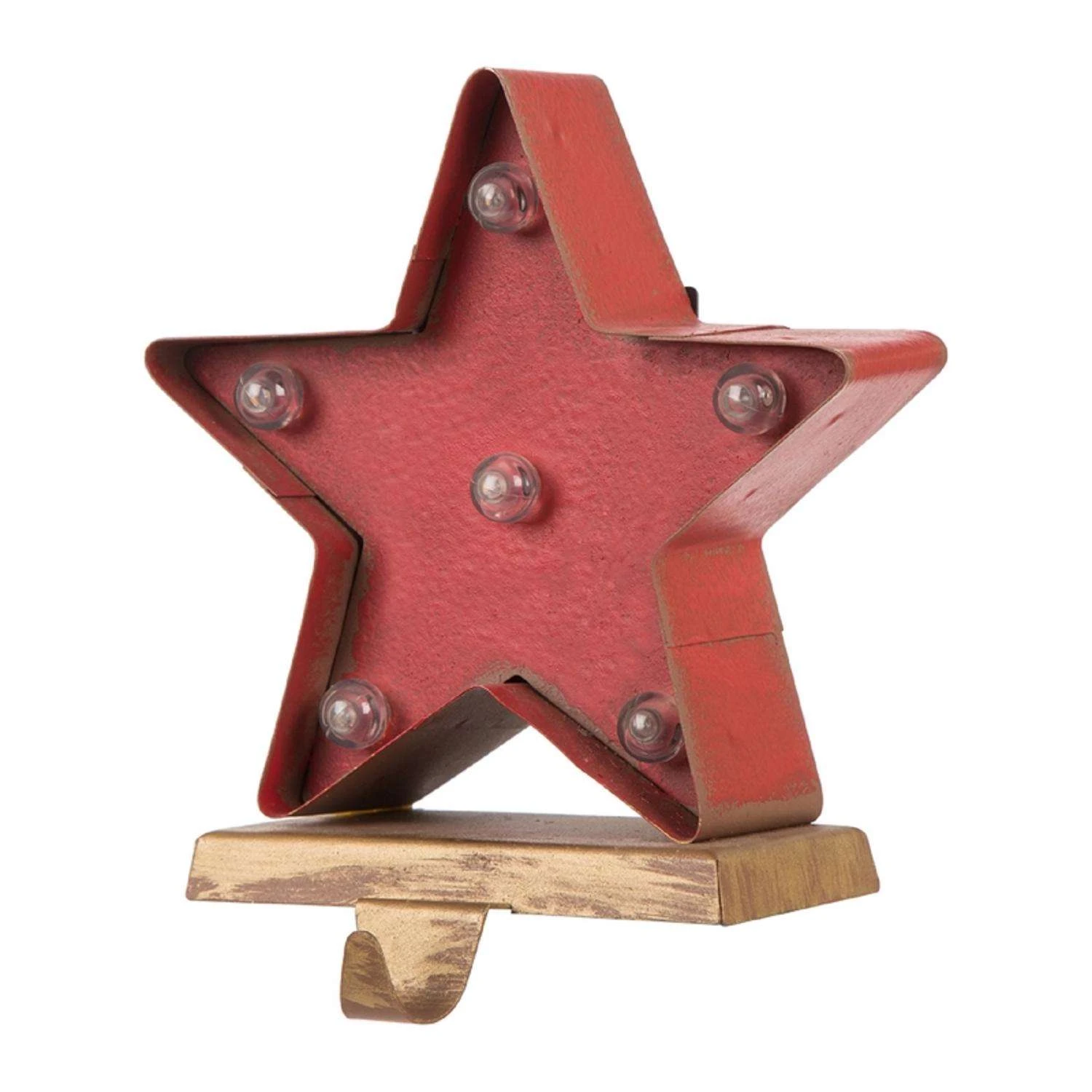 Glitzhome Marquee Red Star Christmas Stocking Holder 7.48 In. 1 Glitzhome Marquee Red Star Christmas Stocking Holder 7.48 In.