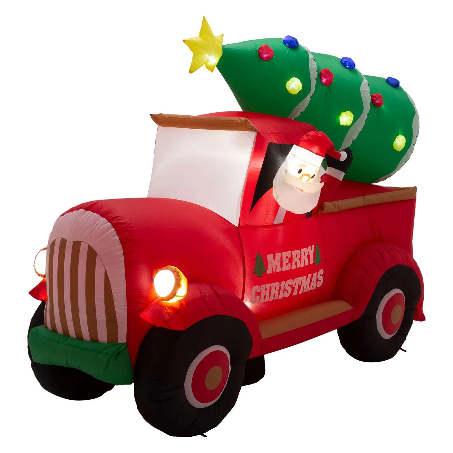 Glitzhome Santa On Pick Up Truck Decor 70.87 In. Inflatable 1 Glitzhome Santa On Pick Up Truck Decor 70.87 In. Inflatable