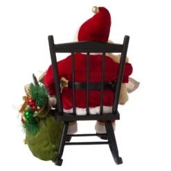 Glitzhome Multicolored Sitting Santa With Wooden Rocking Chair Figurine 11.02 In. -Glitzhome 8841b2c1 6103 4a20 95ef ba78368346ce