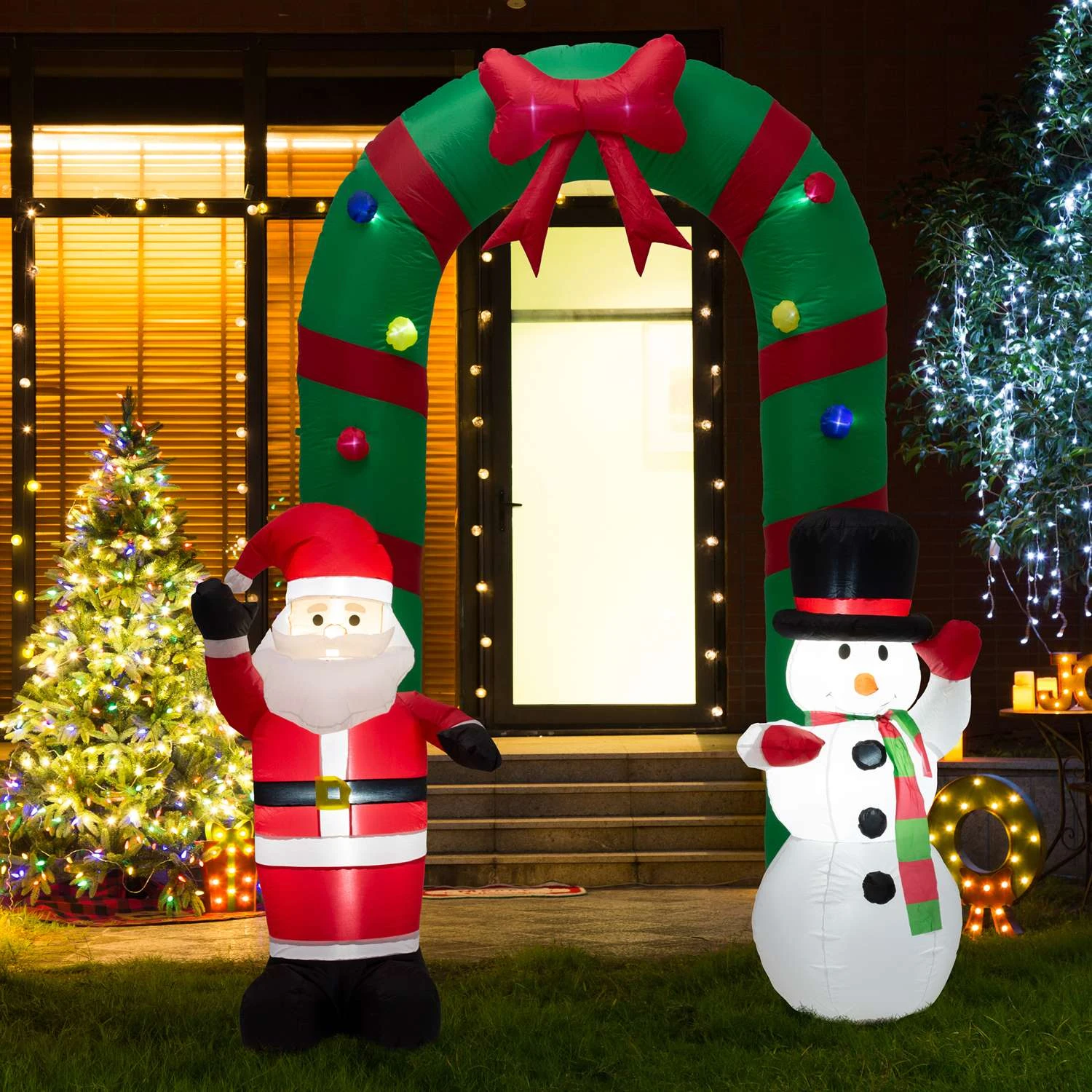 Glitzhome Santa Snowman Gate Arch 96.06 In. Inflatable 4 Glitzhome Santa Snowman Gate Arch 96.06 In. Inflatable - Image 4