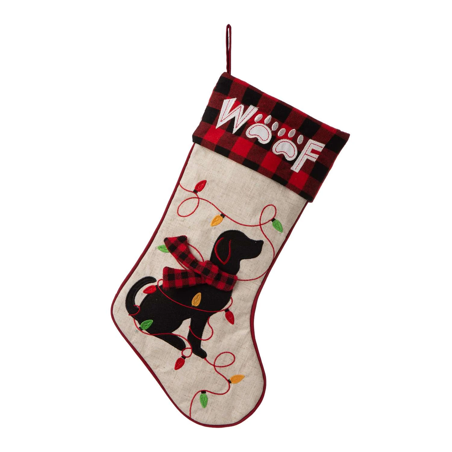 Glitzhome Multicolored Dog Christmas Stocking 1.18 In. 2 Glitzhome Multicolored Dog Christmas Stocking 1.18 In. - Image 2