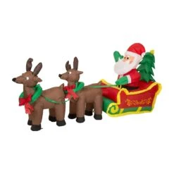 Glitzhome Santa Sleigh & Reindeer 13.31 In. Inflatable -Glitzhome 9cf14c7c 2825 45f5 a56a 974a5f91f613