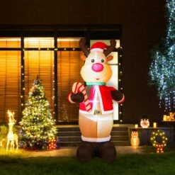 Glitzhome Reindeer Holding Candy Cane 94.49 In. Inflatable 9 Glitzhome Reindeer Holding Candy Cane 94.49 In. Inflatable -Glitzhome 9eaeab07 7da9 45fe adeb 07373d747b87