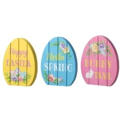 Glitzhome 14 Glitzhome Easter Egg Table Decor MDF 3 Pc