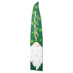Glitzhome St Patrick's Lucky Gnome Porch Sign Decor MDF 1 Pc