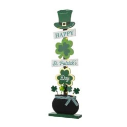 Glitzhome St. Patrick's Day Shamrocks Porch Decor MDF Wood 1 Pc