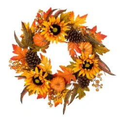 Glitzhome 5.19 In. Sunflower Wreath Fall Decor