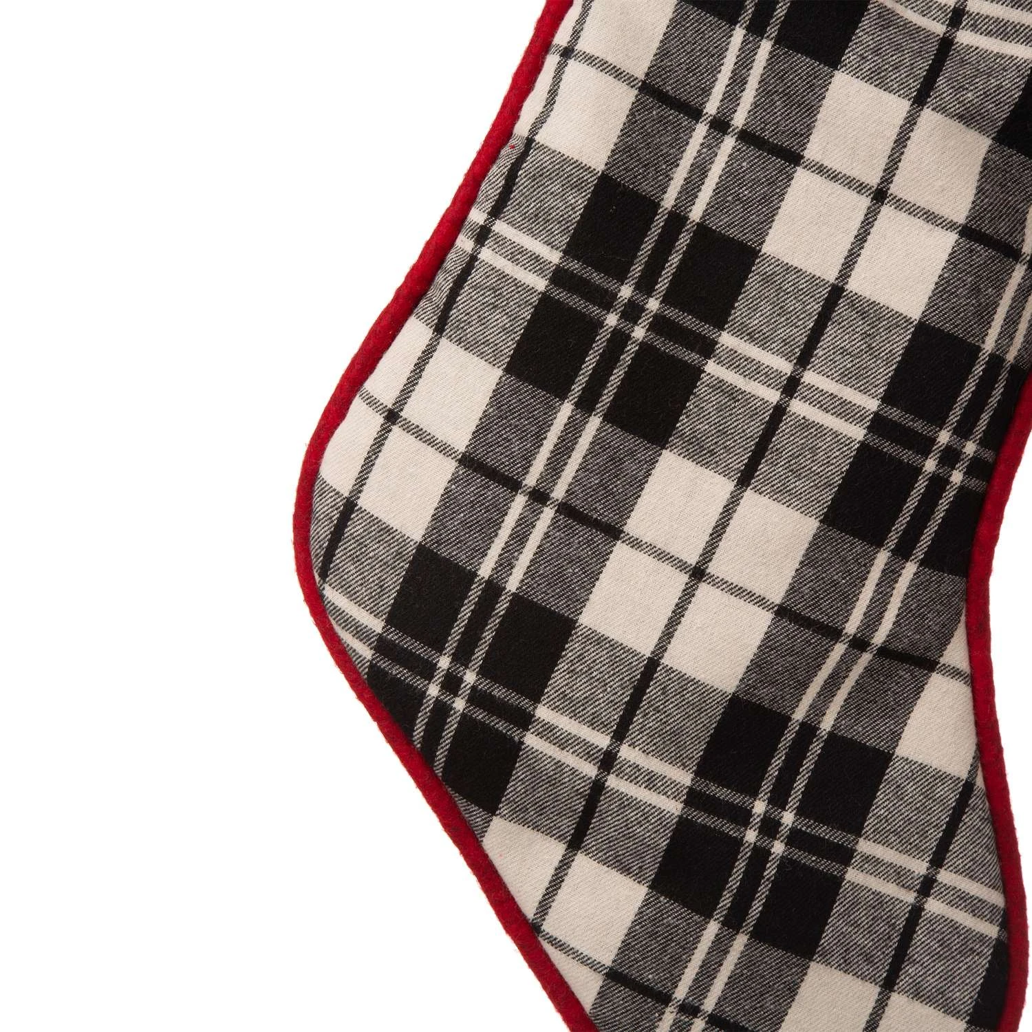 Glitzhome Multicolored Plaid Christmas Stocking 0.5 In. 2 Glitzhome Multicolored Plaid Christmas Stocking 0.5 In. - Image 2