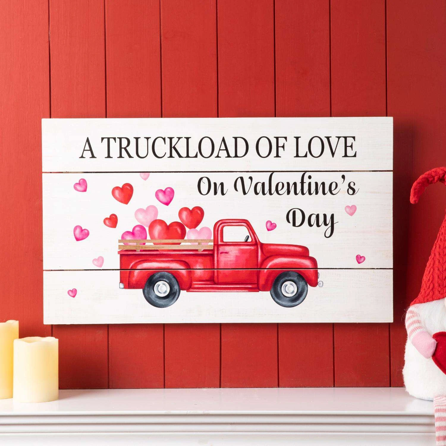Glitzhome Valentine Wall Sign Wood 1 Pc 2 Glitzhome Valentine Wall Sign Wood 1 Pc - Image 2