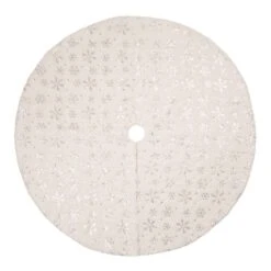 Glitzhome White Snowflake Christmas Tree Skirt 0.5 In.
