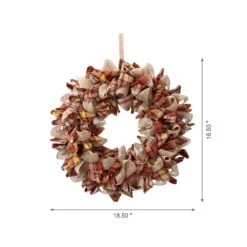 Glitzhome 18.5 In. Plaid Wreath Fall Decor -Glitzhome d19855fa d895 4b5a 9df4 9c8d488ae6ec