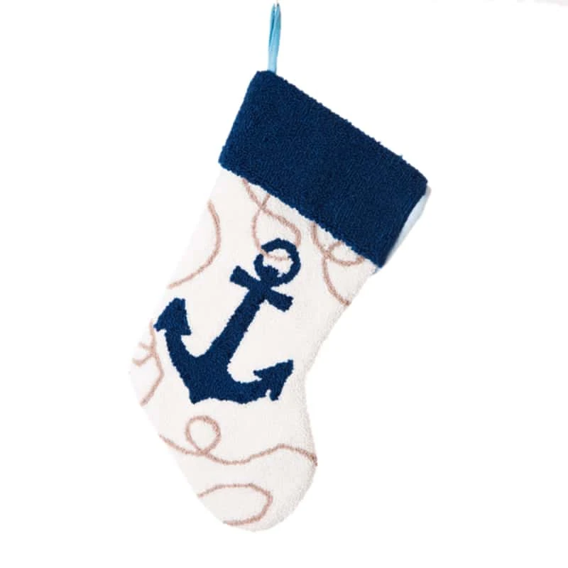 Glitzhome Multicolored Anchor Christmas Stocking 8.46 In. 1 Glitzhome Multicolored Anchor Christmas Stocking 8.46 In.