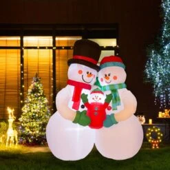 Glitzhome Snowman Family Decor 94.49 In. Inflatable -Glitzhome d7039140 9d75 4424 ae33 9c694a5ed992