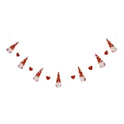 Glitzhome Valentine's Gnome And Heart Garland Polyester 1 Pc