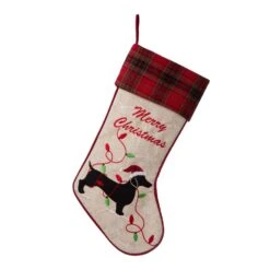 Glitzhome Multicolored Dachshund Christmas Stocking 1.18 In.